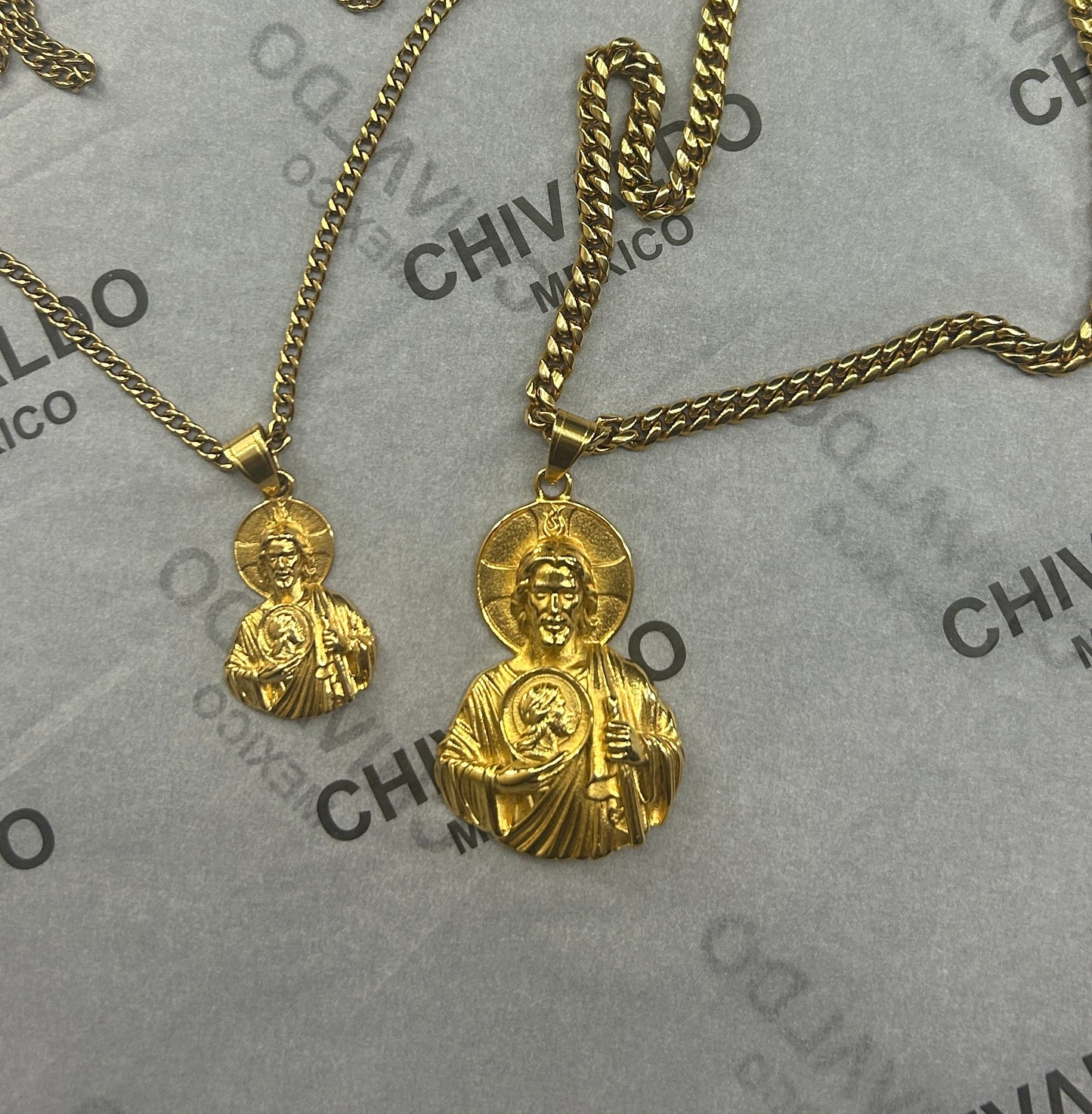 San Judas Gold Pendant & Gold Chain