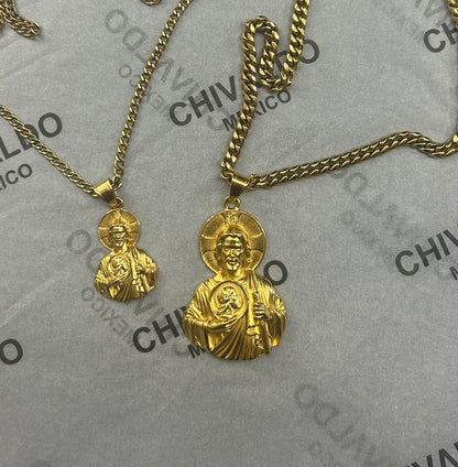 San Judas Gold Pendant & Gold Chain