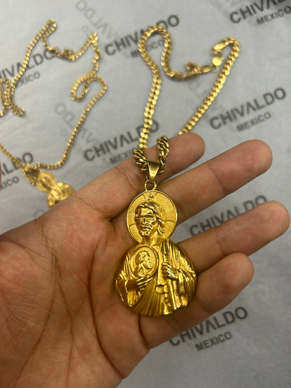 San Judas Gold Pendant & Gold Chain