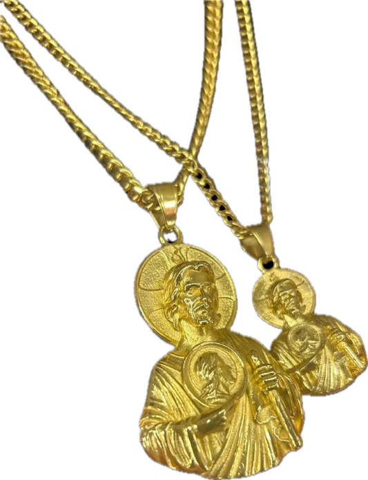 San Judas Gold Pendant & Gold Chain