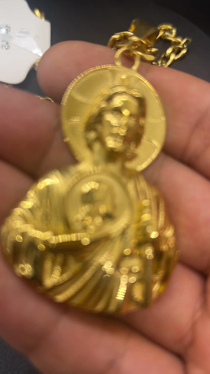 San Judas Gold Pendant & Gold Chain